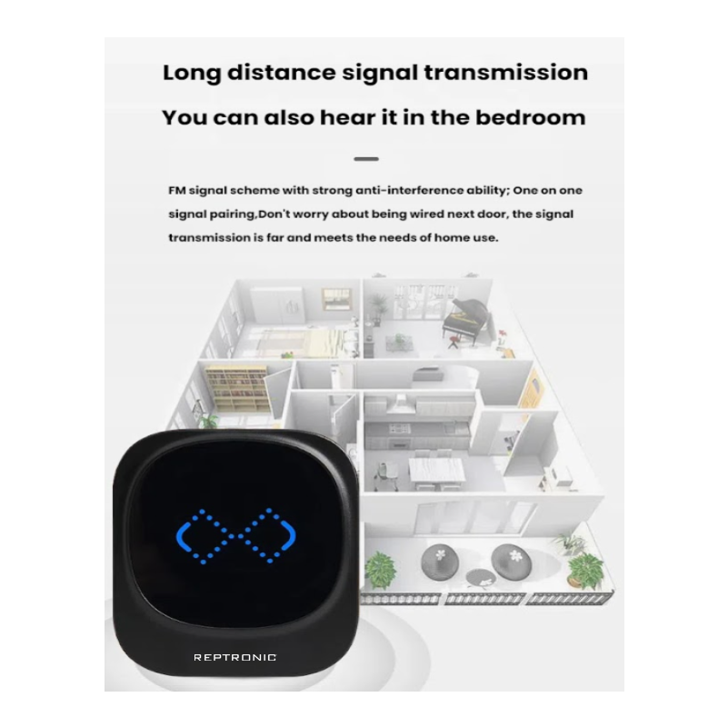 Reptronic DIY black wireless doorbell: RPTDB46 - 2R1B