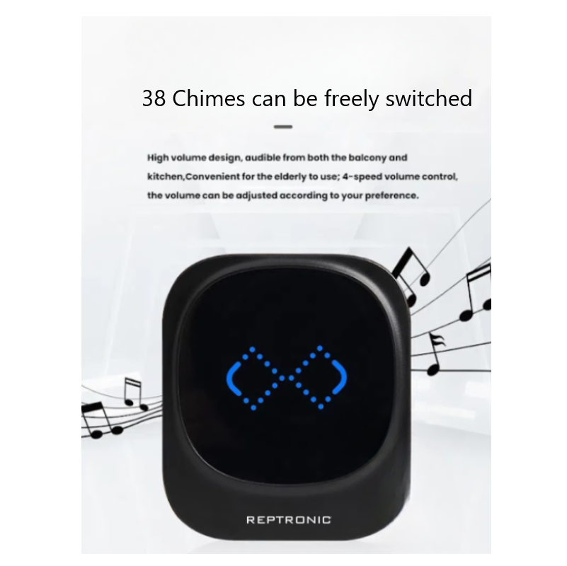 Reptronic DIY black wireless doorbell: RPTDB46 - 1R2B