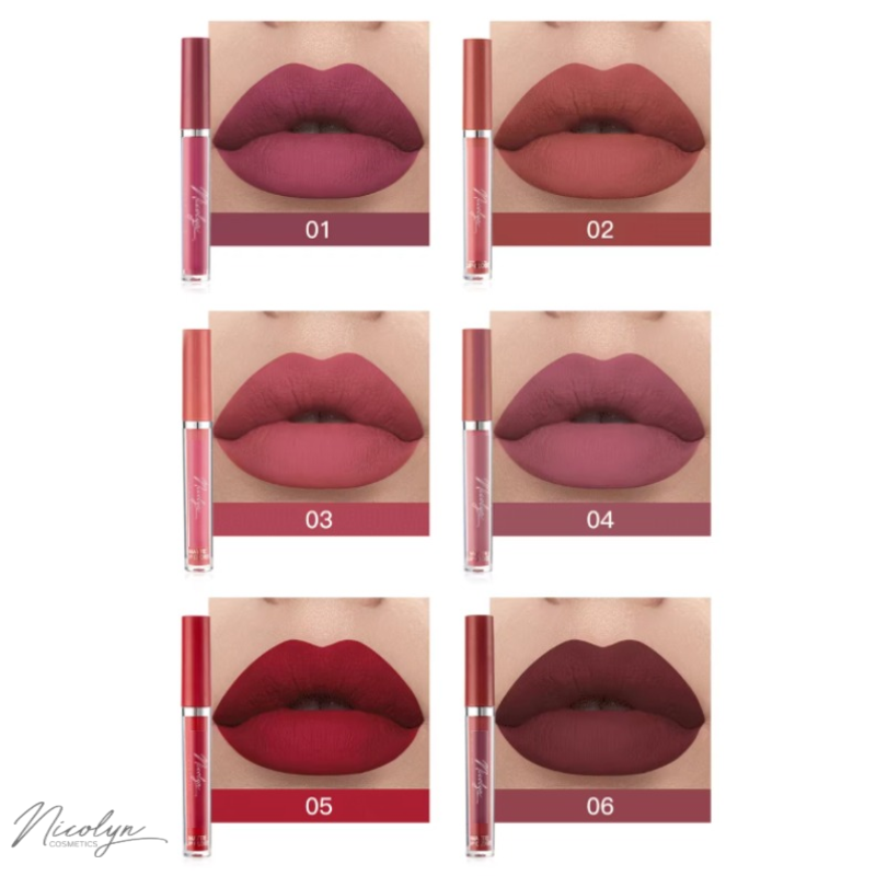 Nicolyn Matte Liquid Lipstick set with Pocket Make-up Mirror: Darker Color