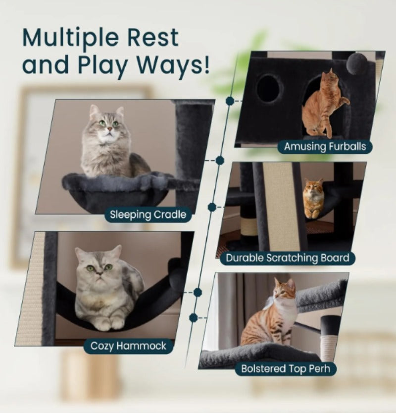 Reptronic Larger Cat Tree for Larger Cats - Black