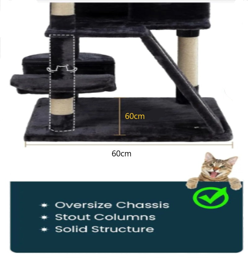 Reptronic Larger Cat Tree for Larger Cats - Black