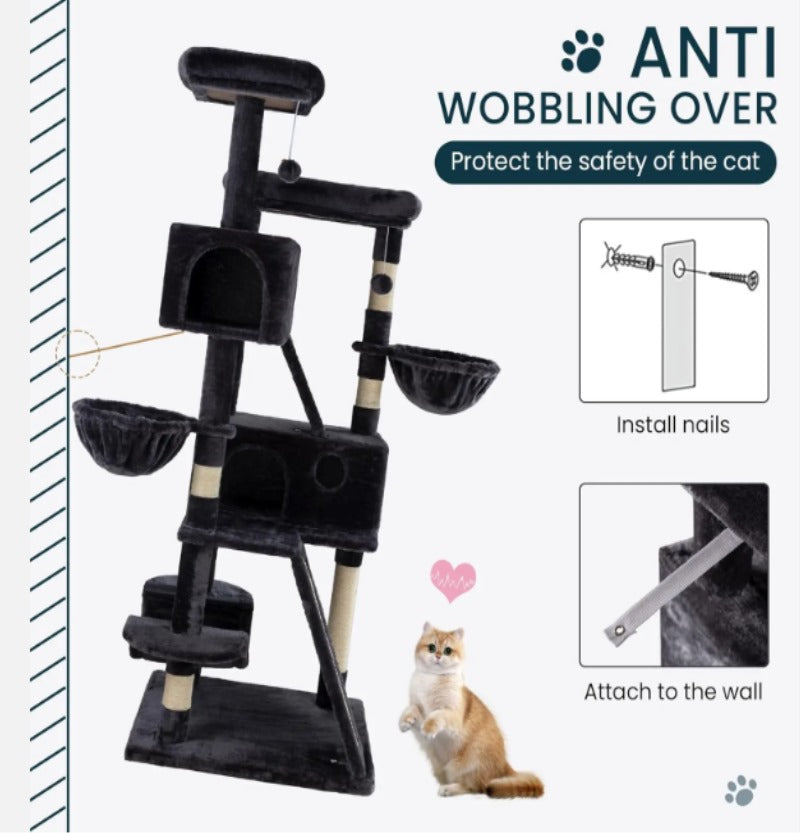 Reptronic Larger Cat Tree for Larger Cats - Black