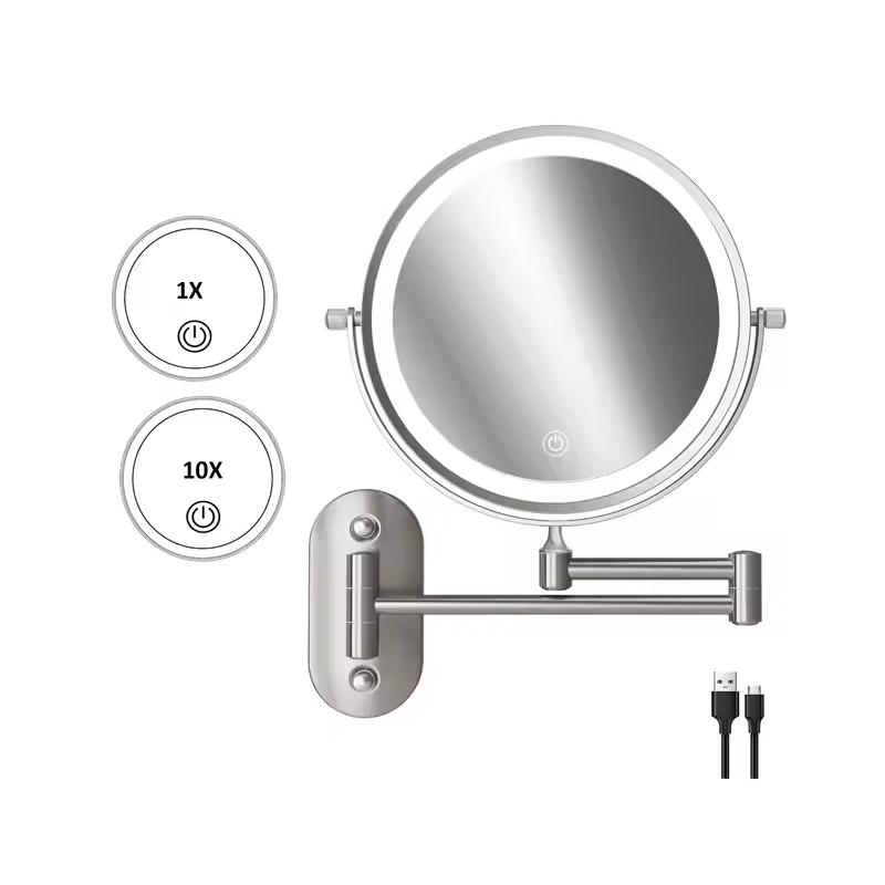 Reptronic Two sided LED wall mounted cosmetics mirror: X10 Magnifying