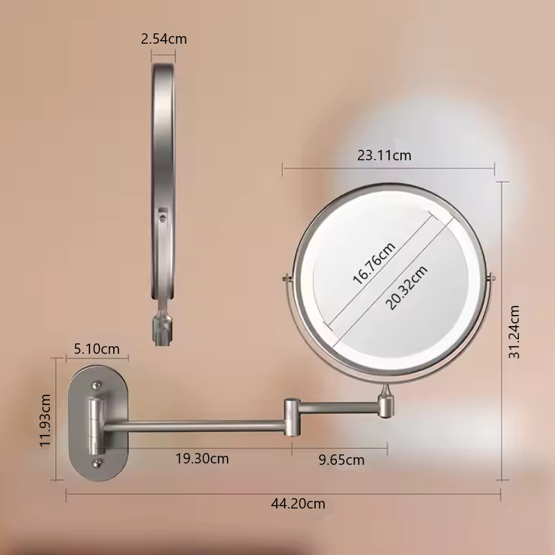 Reptronic Two sided LED wall mounted cosmetics mirror: X10 Magnifying