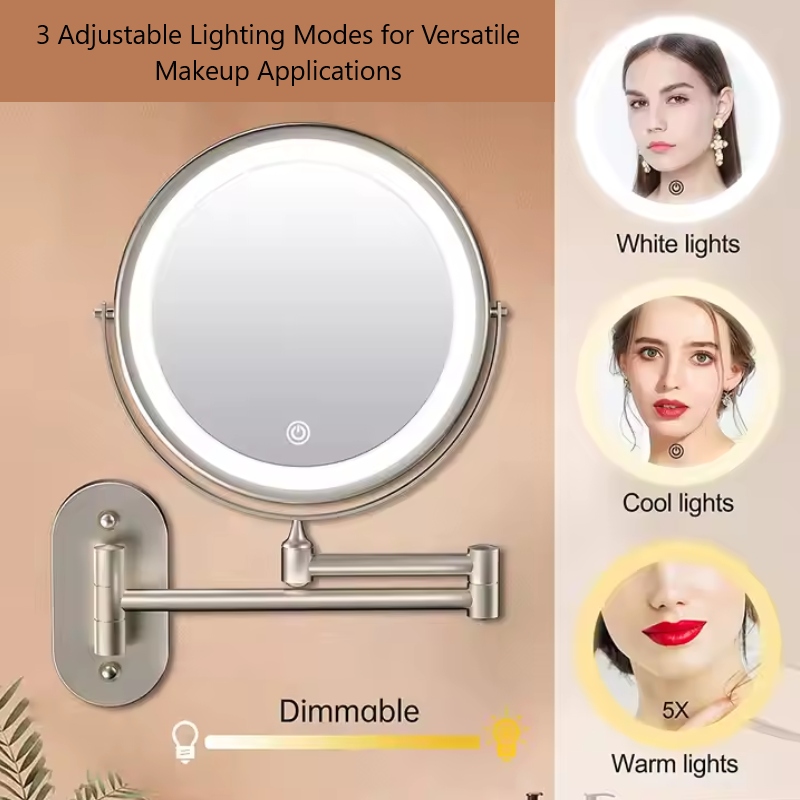 Reptronic Two sided LED wall mounted cosmetics mirror: X10 Magnifying