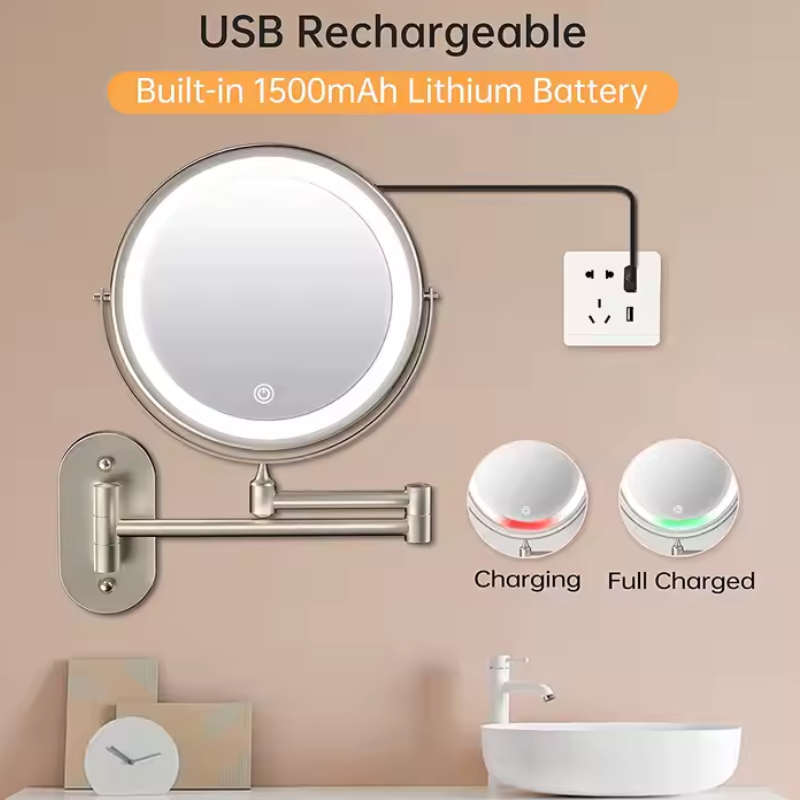 Reptronic Two sided LED wall mounted cosmetics mirror: X10 Magnifying
