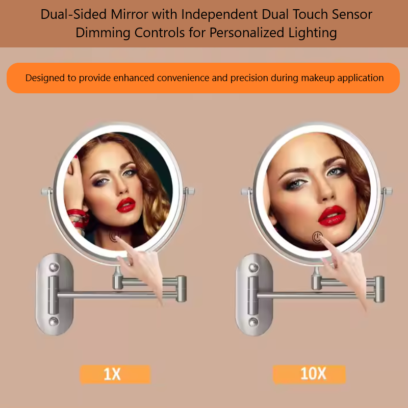 Reptronic Two sided LED wall mounted cosmetics mirror: X10 Magnifying