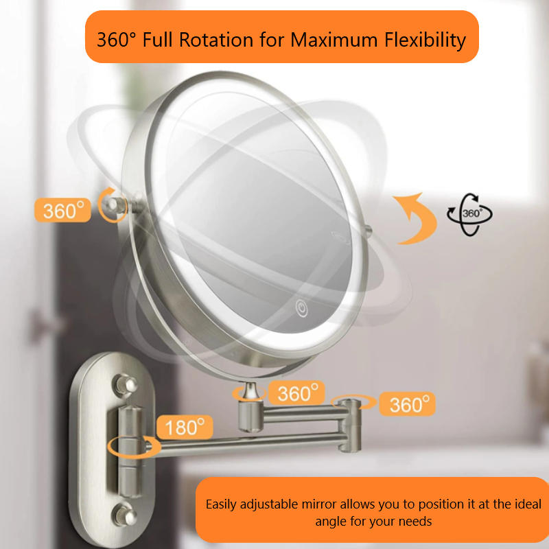 Reptronic Two sided LED wall mounted cosmetics mirror: X10 Magnifying