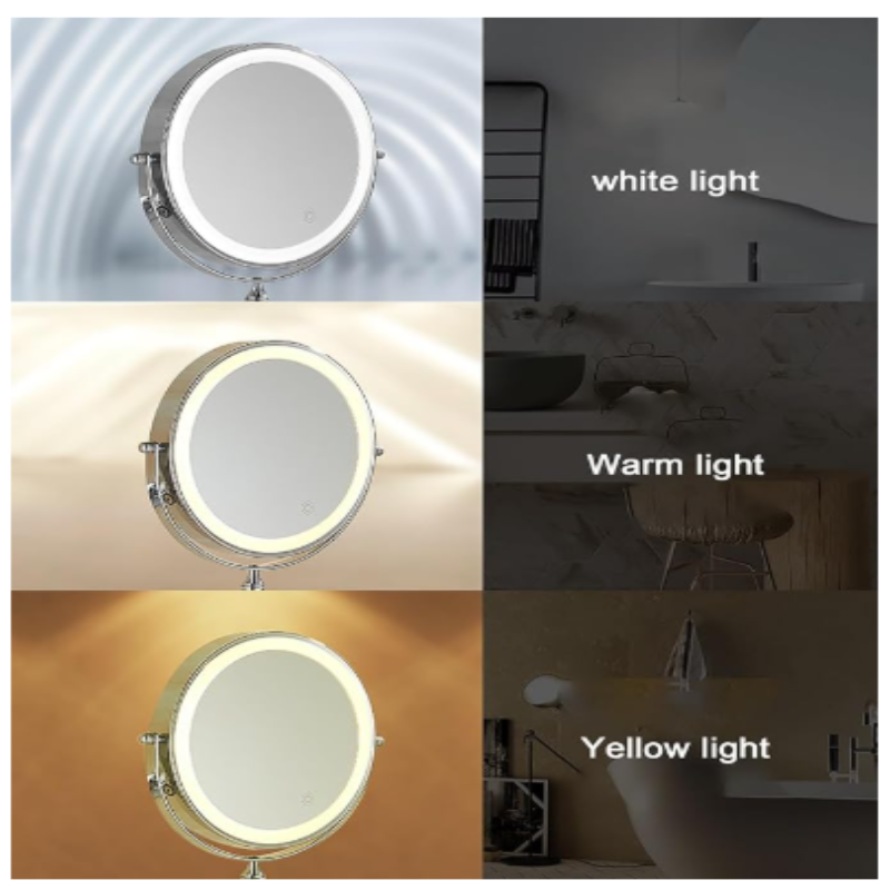 Reptronic Two sided LED wall mounted cosmetics mirror: X10 Magnifying