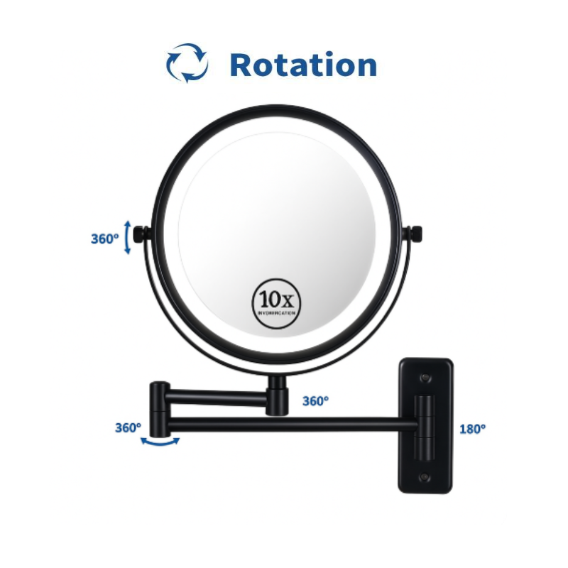 Reptronic Two sided LED wall mounted cosmetics mirror: X10 Magnifying