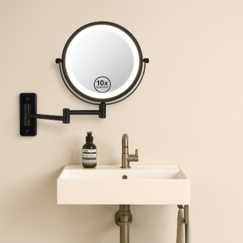 Reptronic Two sided LED wall mounted cosmetics mirror: X10 Magnifying