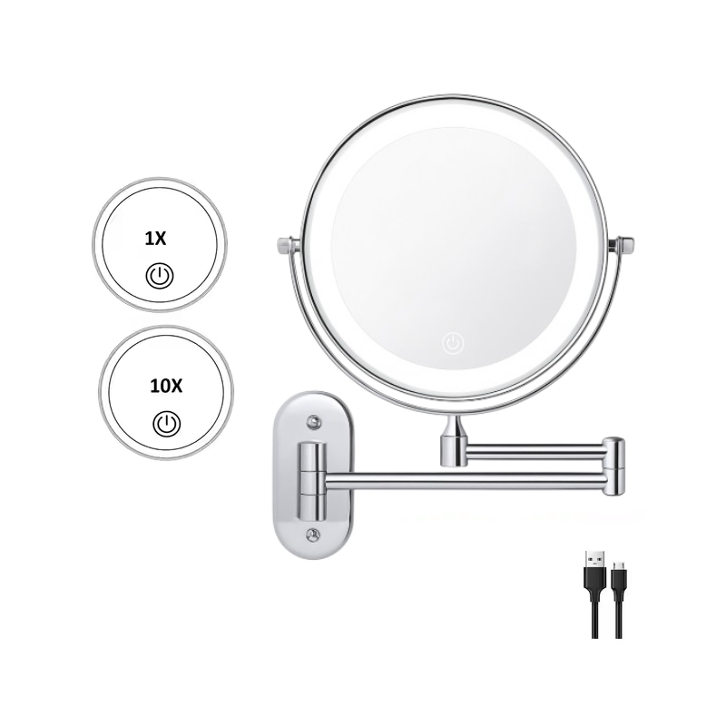 Reptronic Two sided LED wall mounted cosmetics mirror: X10 Magnifying