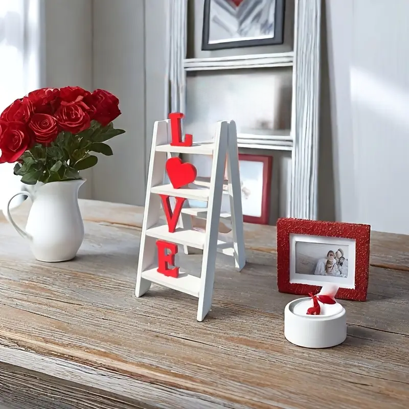 Reptronic White Wooden Ladder Table top Decor with the word Love