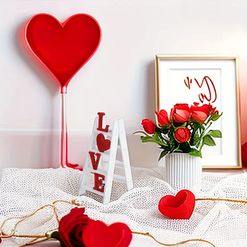 Reptronic White Wooden Ladder Table top Decor with the word Love