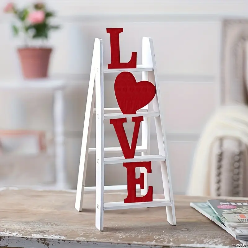 Reptronic White Wooden Ladder Table top Decor with the word Love