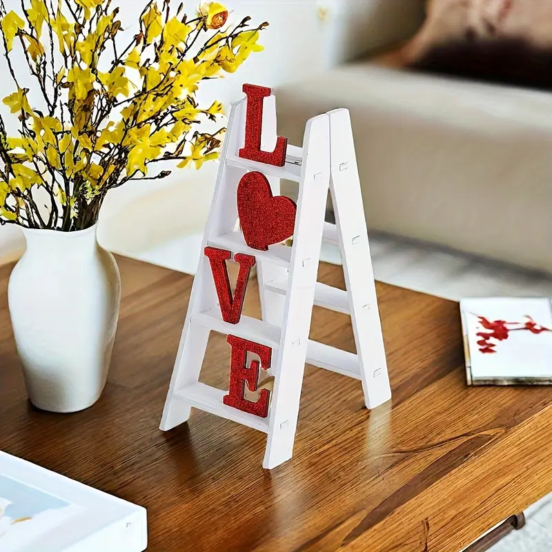 Reptronic White Wooden Ladder Table top Decor with the word Love