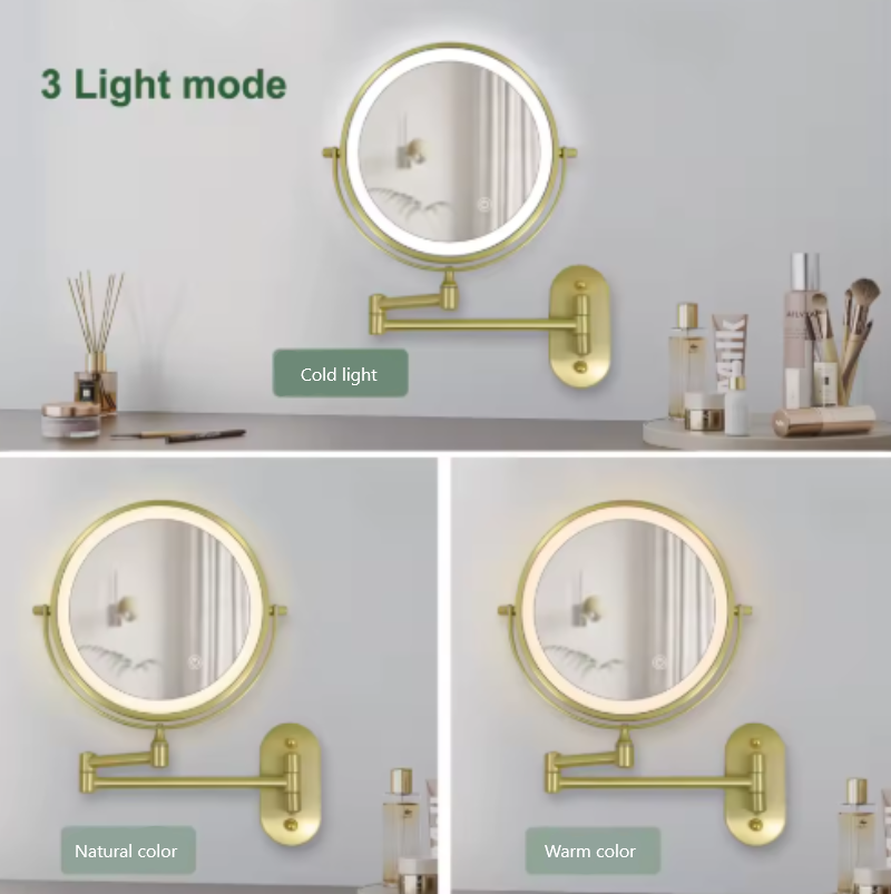 Reptronic Two sided LED wall mounted cosmetics mirror: X10 Magnifying
