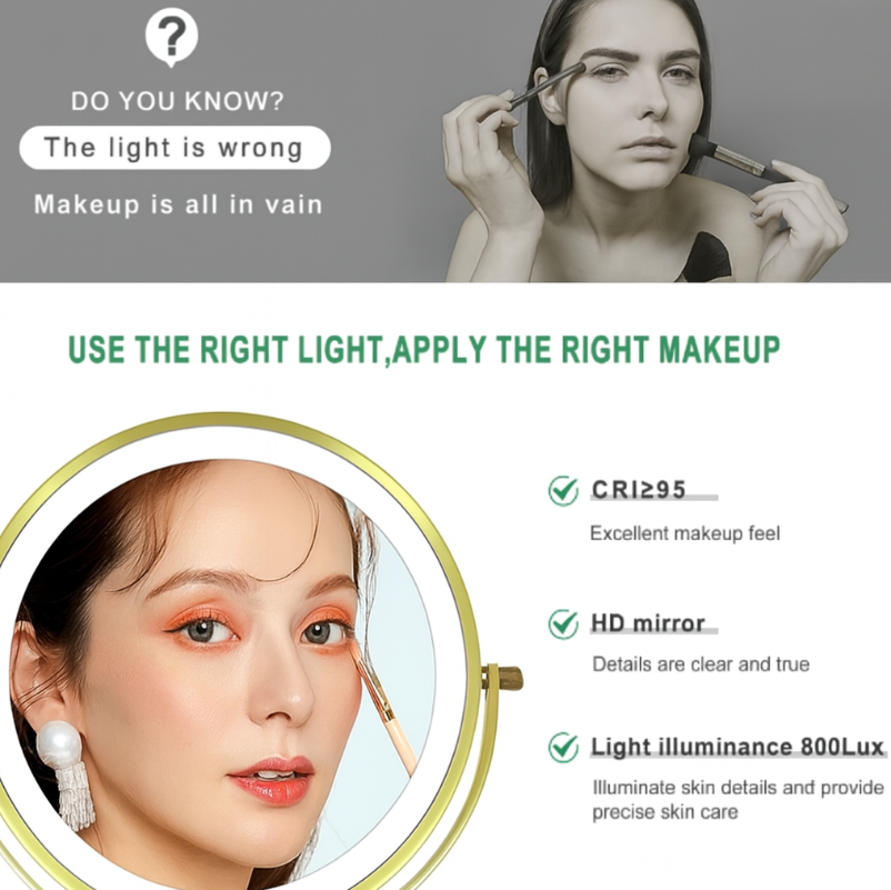 Reptronic Two sided LED wall mounted cosmetics mirror: X10 Magnifying