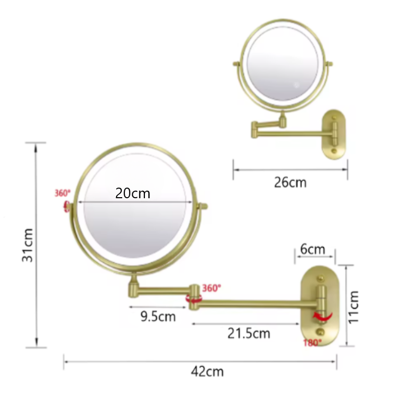 Reptronic Two sided LED wall mounted cosmetics mirror: X10 Magnifying