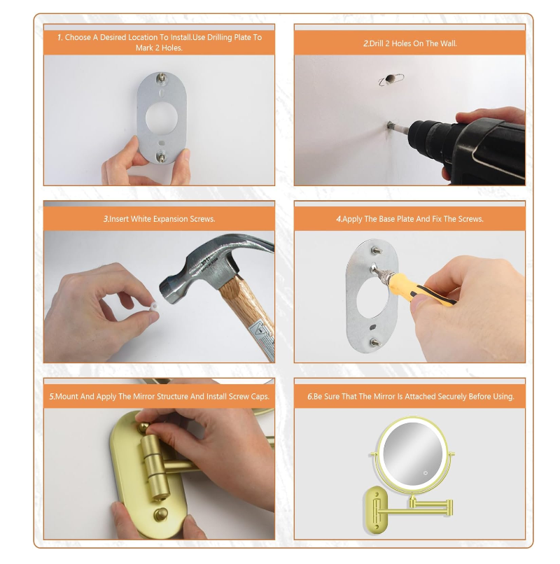 Reptronic Two sided LED wall mounted cosmetics mirror: X10 Magnifying