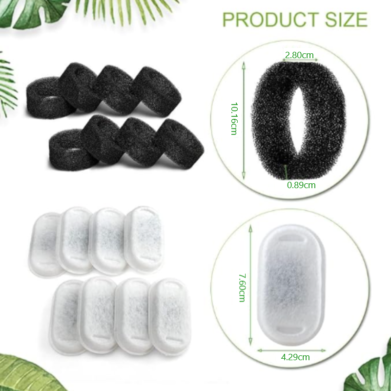Reptronic 8 Pack Filters For Larger Stainless Steel Pet Fountain 3.2L