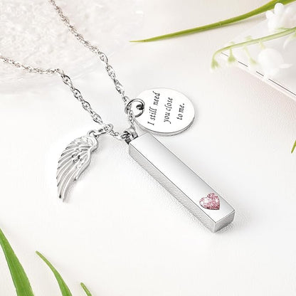 Memorial Safe Keeping Pendant - I still need you close to me silver bar