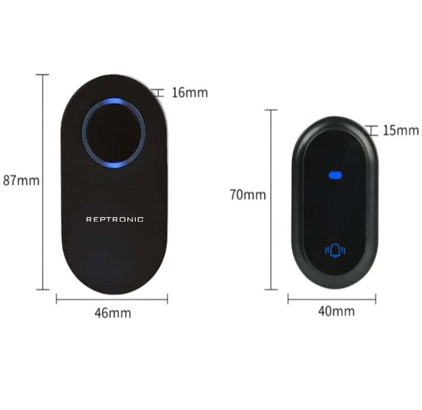Reptronic DIY Black Wireless Doorbell: RPTDB45 - 1R1B