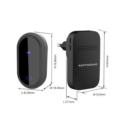 Reptronic DIY Black Wireless Doorbell: RPTDB44 - 1R 2B