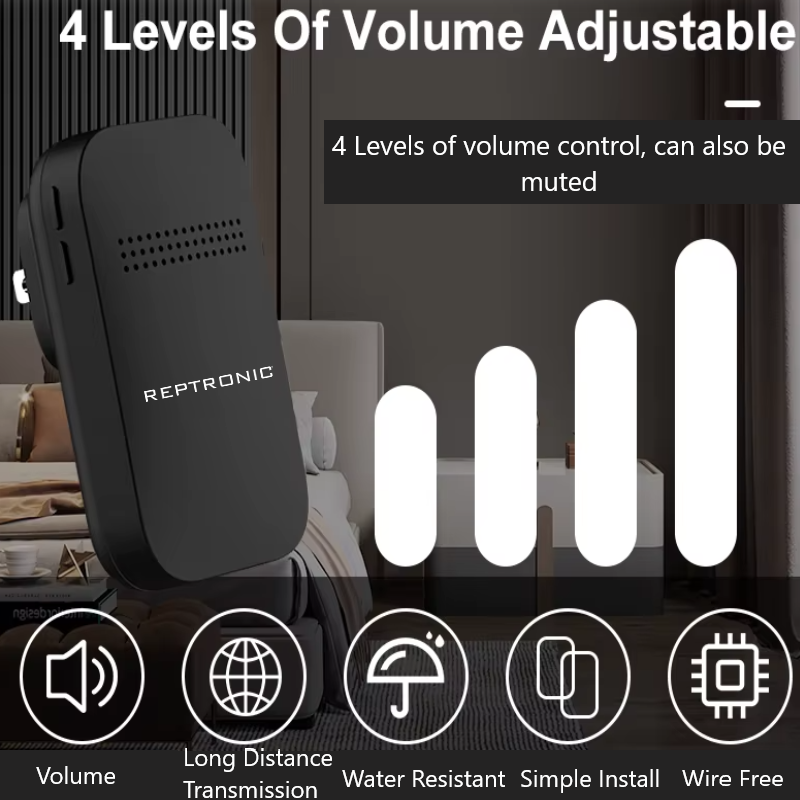 Reptronic DIY Black Wireless Doorbell: RPTDB44 - 1R 2B