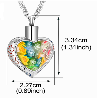 Memorial Safe Keeping Pendant - Colorful Stainless Steel Heart