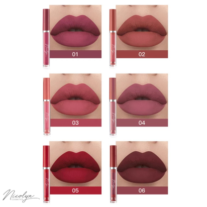 Nicolyn Matte Liquid Lipstick set with Pocket Make-up Mirror: Darker Color