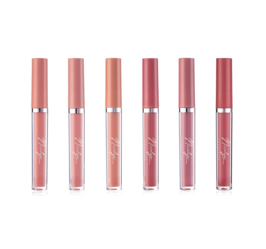 Nicolyn Matte Liquid Lipstick set with Pocket Makeup Mirror:Lighter Colors