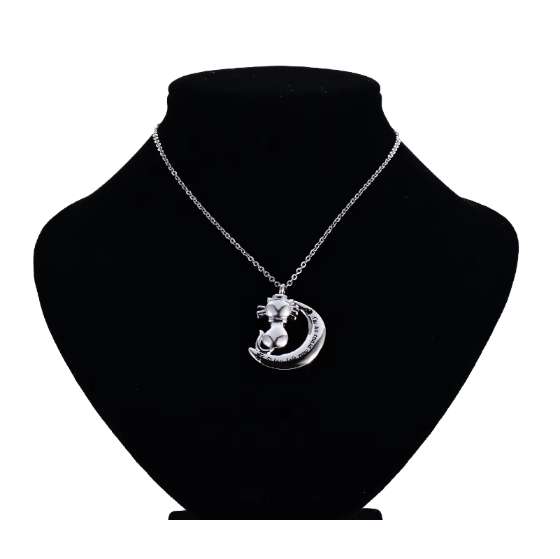 Memorial Pendant - Cat On The Moon: You Left Paw Prints On My Heart