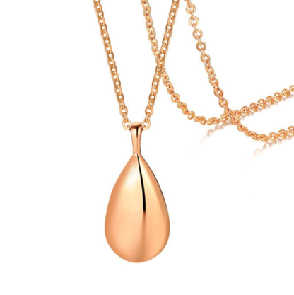 Memorial Safe Keeping Pendant - Stainless Steel Teardrop Shape - Rose Gold