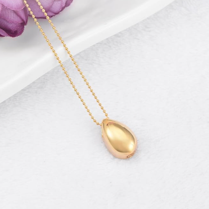 Memorial Safe Keeping Pendant - Stainless Steel Teardrop Shape - Rose Gold