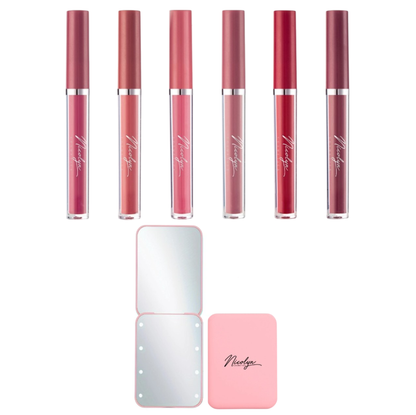 Nicolyn Matte Liquid Lipstick set with Pocket Make-up Mirror: Darker Color