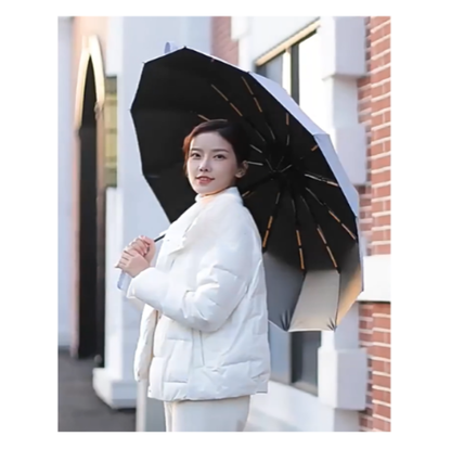Reptronic 10-Rib Auto Open/Close Umbrella With Durable Iron Alloy Frame - Black 10-Rib