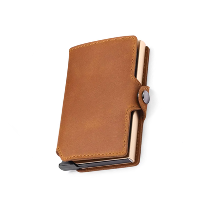 Reptronic Split Leather Pop Up Wallet - Light Brown