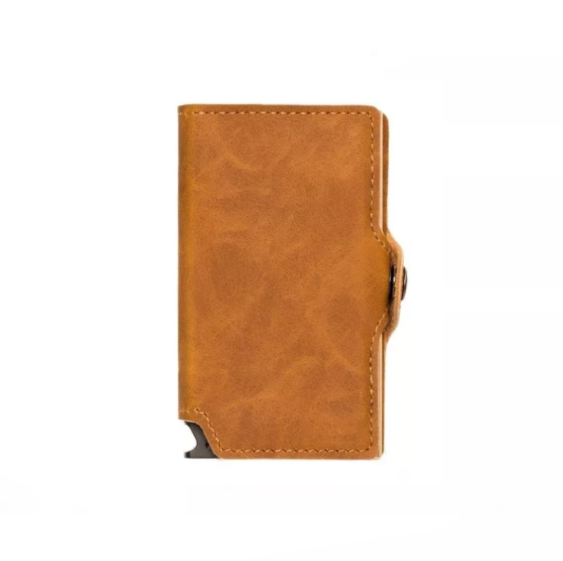 Reptronic Split Leather Pop Up Wallet - Light Brown