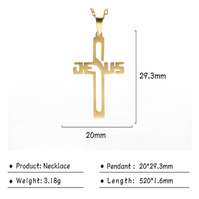 Reptronic Stainless Steel Gold color Pendant with Necklace - The name Jesus