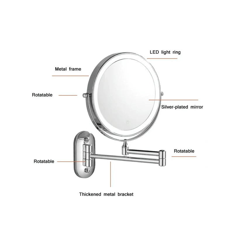 Reptronic Two sided LED wall mounted cosmetics mirror: X10 Magnifying