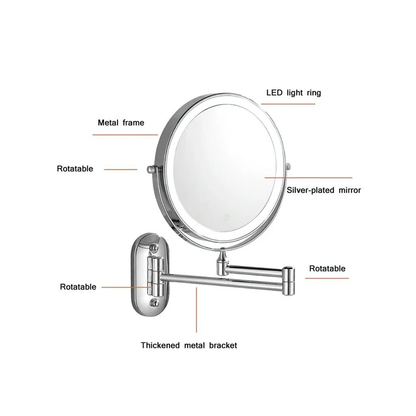 Reptronic Two sided LED wall mounted cosmetics mirror: X10 Magnifying