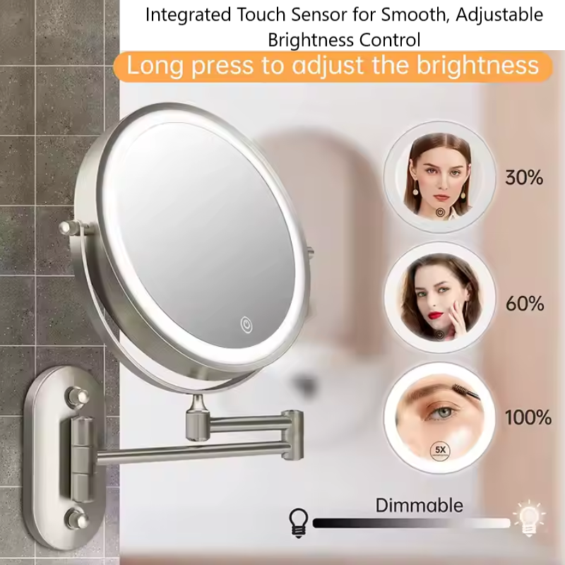 Reptronic Two sided LED wall mounted cosmetics mirror: X10 Magnifying