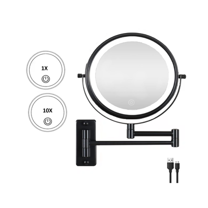 Reptronic Two sided LED wall mounted cosmetics mirror: X10 Magnifying