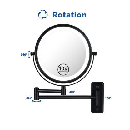 Reptronic Two sided LED wall mounted cosmetics mirror: X10 Magnifying