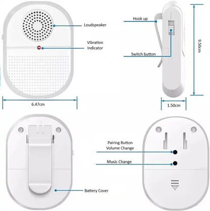 Reptronic Wireless caregiver SOS Bell with back clip and vibration RPTVP02