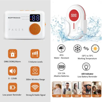 Reptronic Wireless caregiver SOS system with digital display RPTCC028