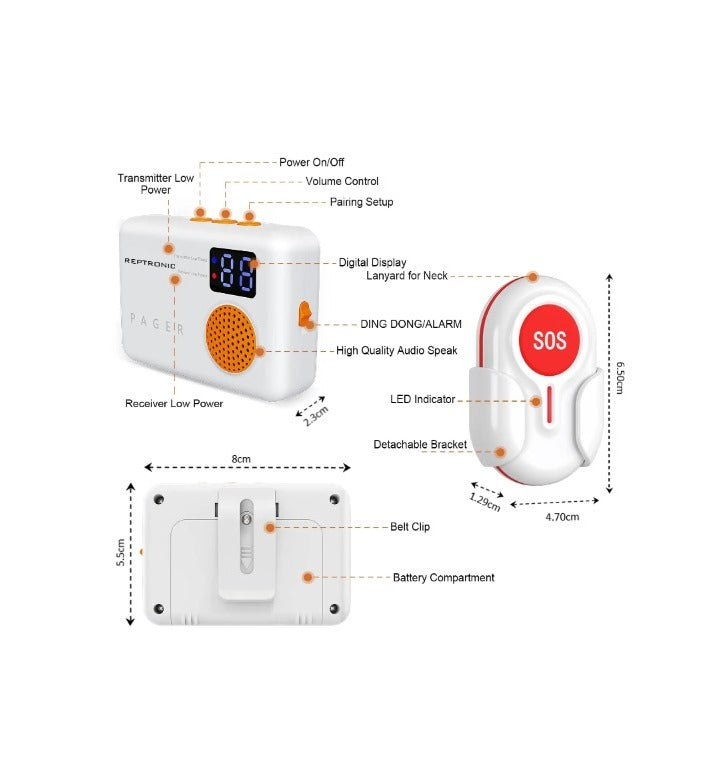 Reptronic Wireless caregiver SOS system with digital display RPTCC028