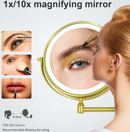 Reptronic Two sided LED wall mounted cosmetics mirror: X10 Magnifying