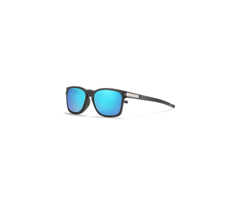 Polarized UV400 Sunglasses: Black with Blue/Purple Mirror Lenses